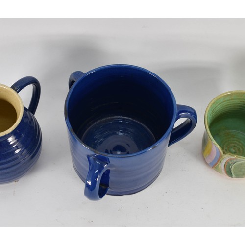 374 - A Collection Of 4 Studio Pottery Items Including A 3 Handle Pot By C.H. Brannan