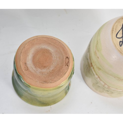 374 - A Collection Of 4 Studio Pottery Items Including A 3 Handle Pot By C.H. Brannan