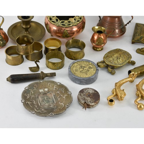 386 - A Collection Of Various Brass/Copper Interesting Items Including Tortoise Dish