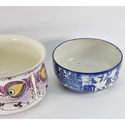 393 - An Art Nouveau Guzunder Plus A Willow Patterned Bowl