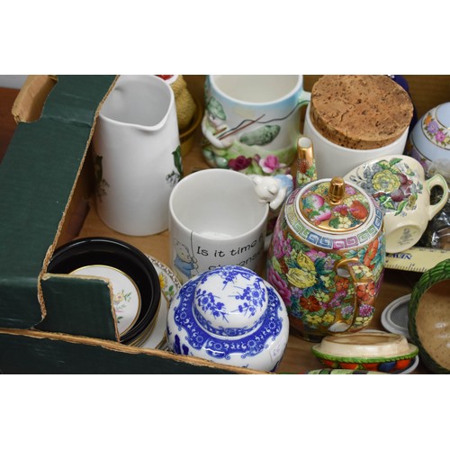 403 - A Mixed Lot Including A Blue And White Ginger Jar