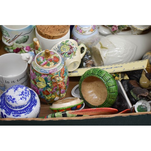 403 - A Mixed Lot Including A Blue And White Ginger Jar