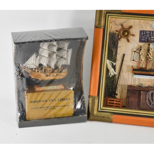 406 - 3 Items Including A Nautical Diorama And A Framed Shell Wall Hanging