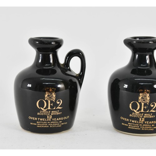 408 - 2 QE2 Wax Sealed Single Malt Scotch Whiskey Miniatures - Sealed With Contents But Advised Display On... 