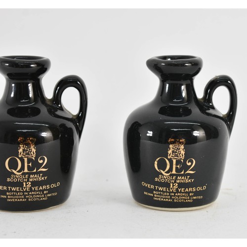 408 - 2 QE2 Wax Sealed Single Malt Scotch Whiskey Miniatures - Sealed With Contents But Advised Display On... 