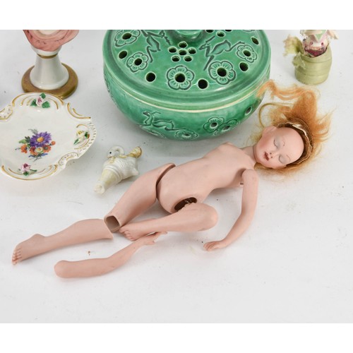 420 - A Collection Of Various Ceramic Items Including A Pin Cushion Doll And A Capodiamonte Bust