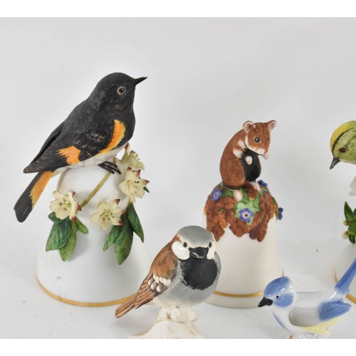 422 - 3 Ceramic Animal Bells And Bird Figurines Including Goebels And USSR