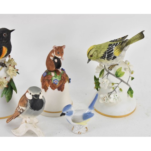 422 - 3 Ceramic Animal Bells And Bird Figurines Including Goebels And USSR