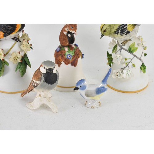 422 - 3 Ceramic Animal Bells And Bird Figurines Including Goebels And USSR