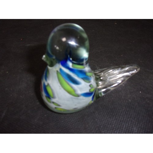 430 - Believed To Be Mdina Glass Duck Paper Weight but IS NOT Marked. And a Heavy Bottom Glass Rose Bud Va... 