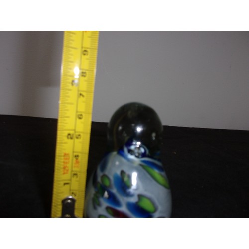 430 - Believed To Be Mdina Glass Duck Paper Weight but IS NOT Marked. And a Heavy Bottom Glass Rose Bud Va... 