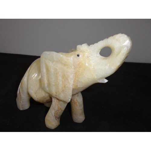 431 - Carved Onyx Elephant and a Buddha with a bit of a Smile