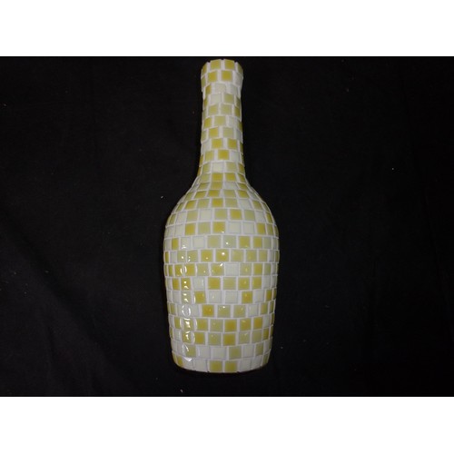 429 - Lovely Avondale Glass Yellow Swirl Vase with Sticker On Bottom. And A Mosaic Yellow and White Heavy ... 