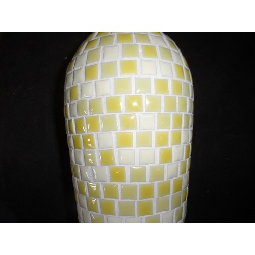 429 - Lovely Avondale Glass Yellow Swirl Vase with Sticker On Bottom. And A Mosaic Yellow and White Heavy ... 