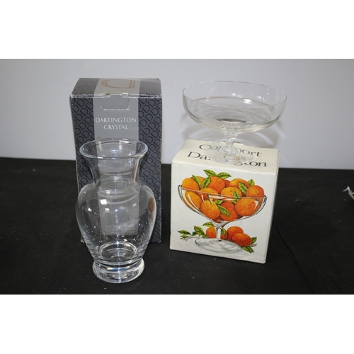 541 - Boxed Dartington Hand Made Crystal Comport and Vase