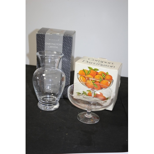 541 - Boxed Dartington Hand Made Crystal Comport and Vase