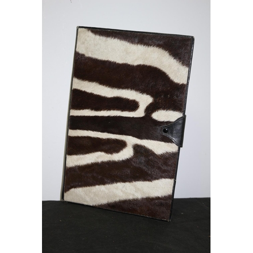 547 - Vintage Real Zebra Skin Document / Pad Holder