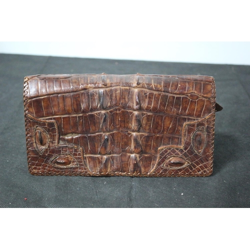 548 - Vintage Real Crocodile Skin Large Purse