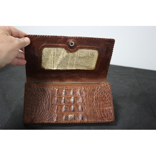 548 - Vintage Real Crocodile Skin Large Purse