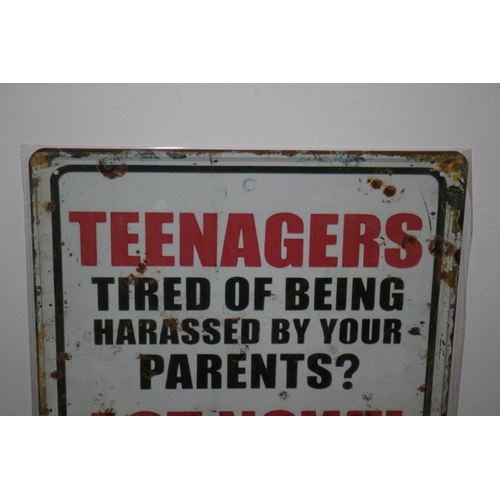 557 - Large Tin Sign - Teenagers - 40 x 30cm