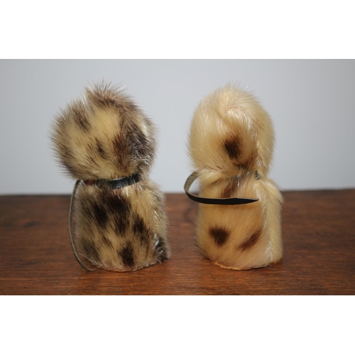 566 - Pair of Real Fur Covered Inuit / Native American Eskimos