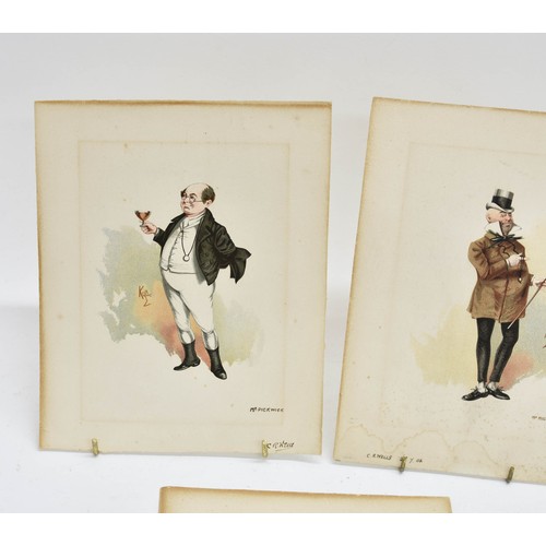 464 - 3 Vintage Book Plates Featuring Characiture Portraits