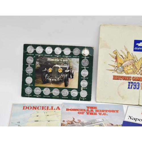 479 - A Quantity Of Cigarette Cards In Folders Plus A Collectable Coin Arrangement