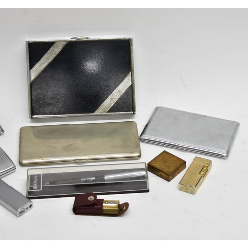 484 - A Collection Of Metal Cigarette Cases Plus A Parker Pen And A Small Lighter