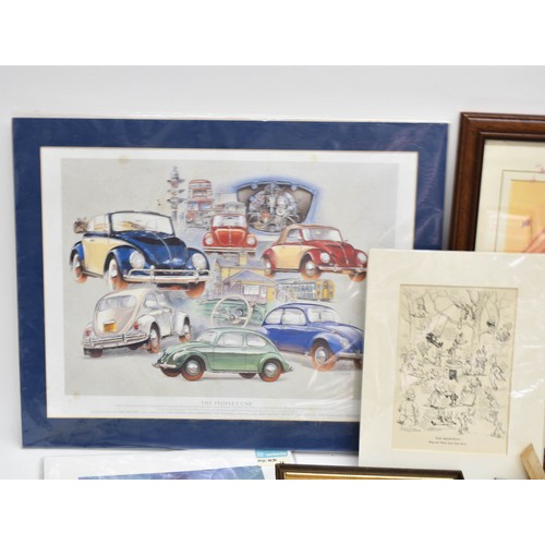 516 - A Selection Of Various Prints Including An Antique Hunting Scene