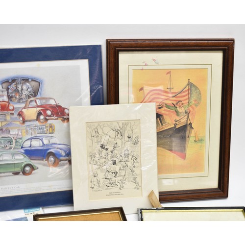 516 - A Selection Of Various Prints Including An Antique Hunting Scene