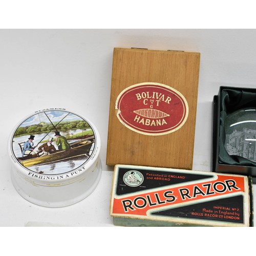 519 - An Assortment Of Collectables Including A Fishing Pot, Lighter And Vintage Shaving Razor