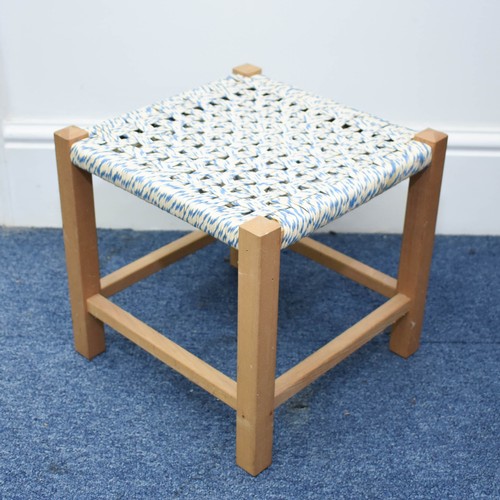 526 - A Vintage Stool With Woven Top. 28cm x 28cm x 28cm.