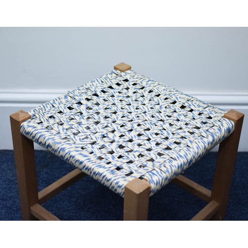 526 - A Vintage Stool With Woven Top. 28cm x 28cm x 28cm.