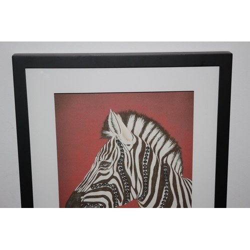 579 - A Watercolour and Sequin Picture of a Zebra