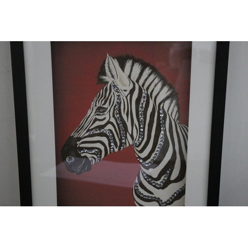 579 - A Watercolour and Sequin Picture of a Zebra