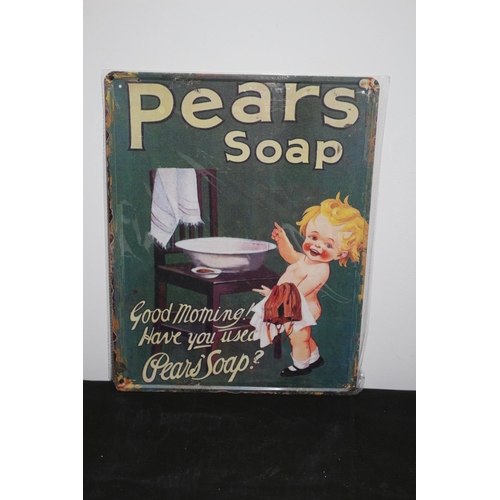 582 - Large Tin Sign - Pears Soap - New - 40 x 30cm