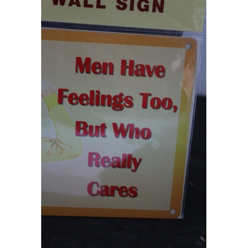 583 - Men Have Feelings Small Tin Sign - 20 x 15cm - New