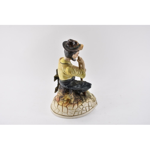 586 - Large Capodimonte Gardener figurine Seated on Bench Standing 30cm Tall