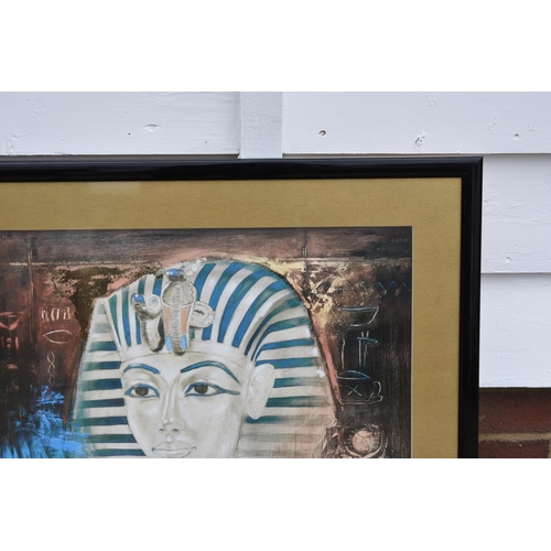 589 - Large Egyptian Framed and Glazed Artwork with Gold Leaf