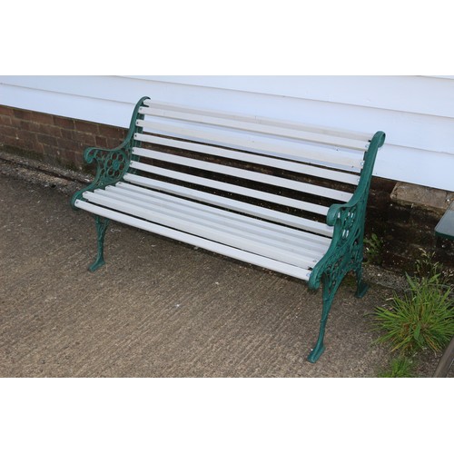 190 - Delightful Garden / Patio Bench with Cast Iron Ornate Sides and New Struts.