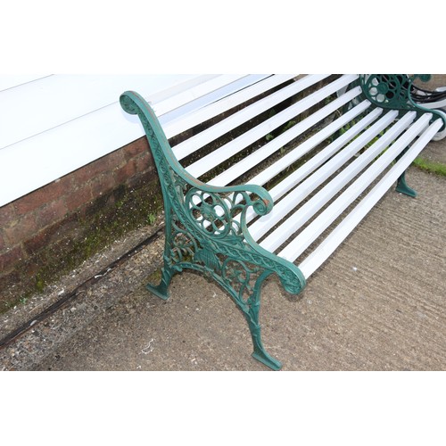 190 - Delightful Garden / Patio Bench with Cast Iron Ornate Sides and New Struts.