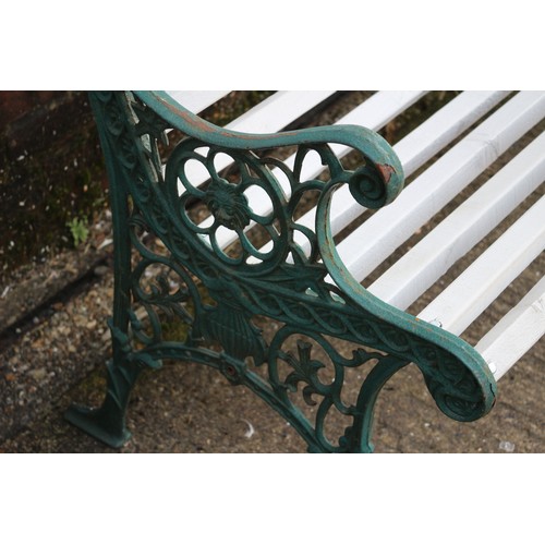 190 - Delightful Garden / Patio Bench with Cast Iron Ornate Sides and New Struts.