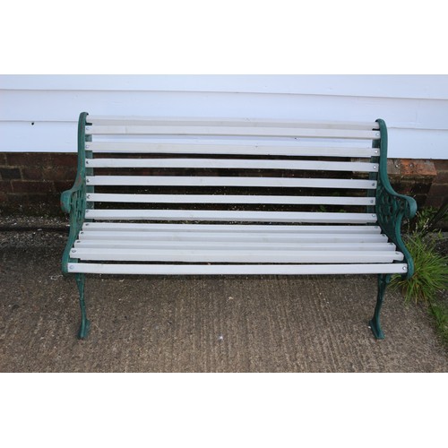 190 - Delightful Garden / Patio Bench with Cast Iron Ornate Sides and New Struts.