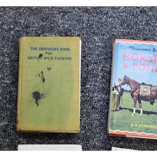 96 - A Collection Of 4 Vintage Observer Books Including Wild Flowers, Horses And Ponies, Aircraft And Ins... 