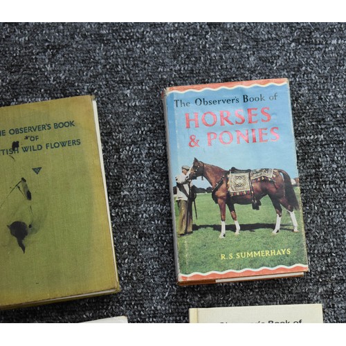 96 - A Collection Of 4 Vintage Observer Books Including Wild Flowers, Horses And Ponies, Aircraft And Ins... 