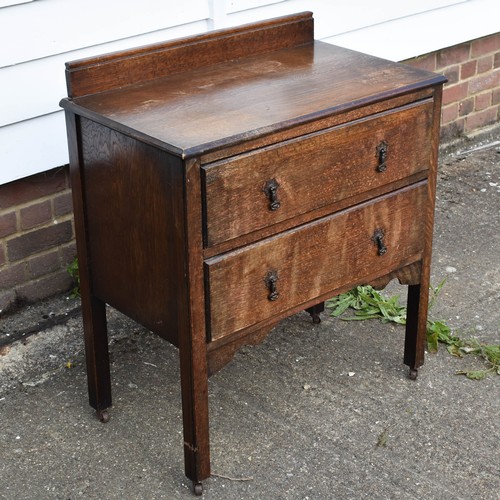 103 - A Vintage Two Drawer Chest Of Drawers On Wheels Featuring Delightful Metal Handles