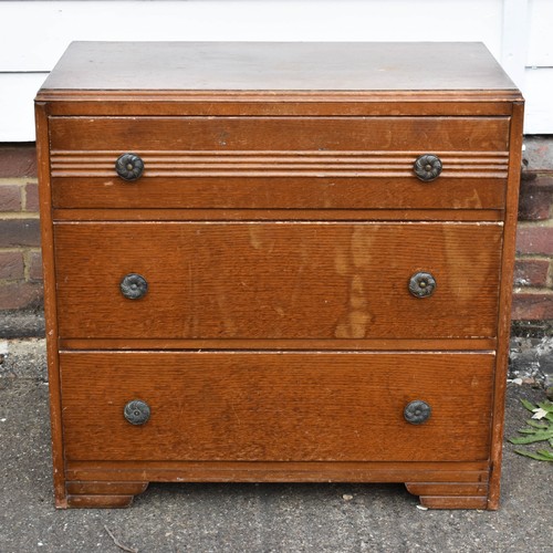 104 - A Vintage Chest Of 3 Drawers Featuring Metal Handles