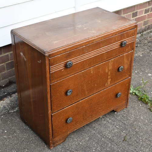 104 - A Vintage Chest Of 3 Drawers Featuring Metal Handles