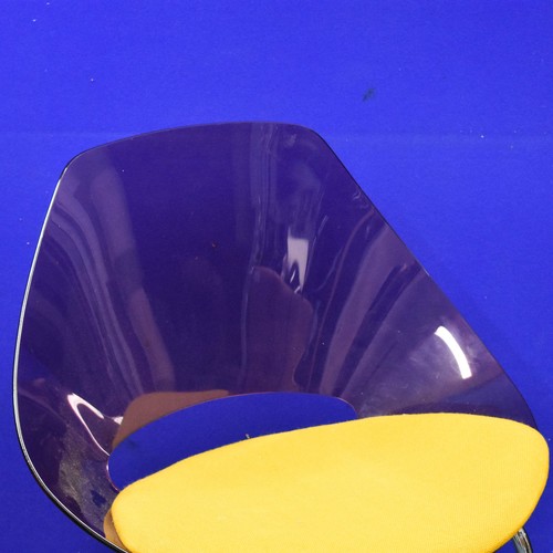 206 - A Fantastic Retro Acrylic And Stainless Steel Chair Featuring A Yellow Cushion. 78cm To Top Of Back,... 