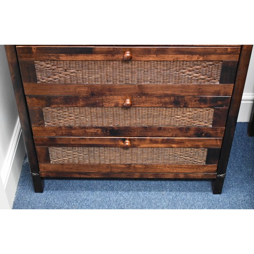 208 - A 6 Drawer Chest Of Drawers With Rattan Drawer Fronts. 105cm x 48cm x 80cm.